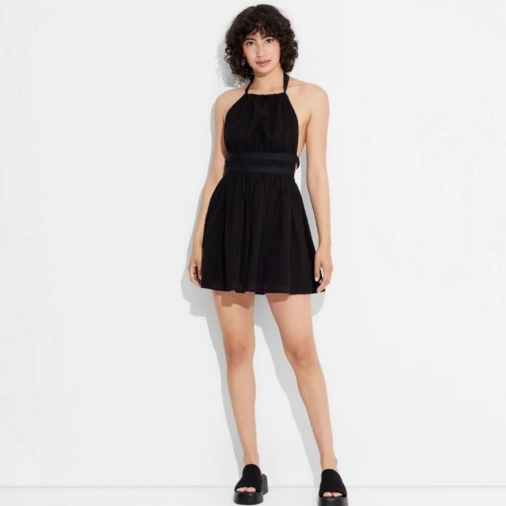 Women's Tie Back Mini Fit and Flare Dress - Wild Fable Black L